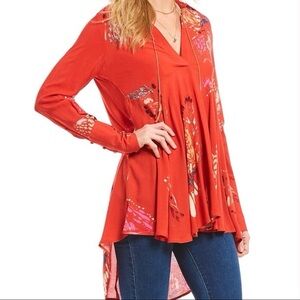 FREE PEOPLE Field of Butterflies Red tunic